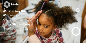 Girl getting her hair brushed after using a visual schedule to help with her morning routine