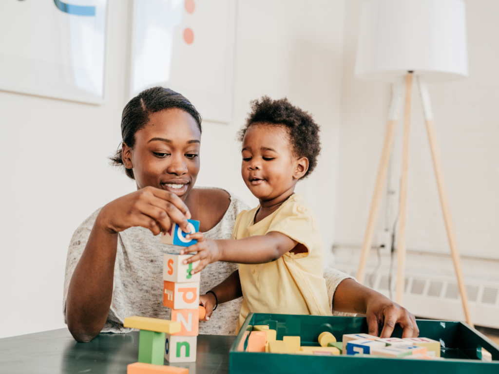 RBT working with a child on communication
